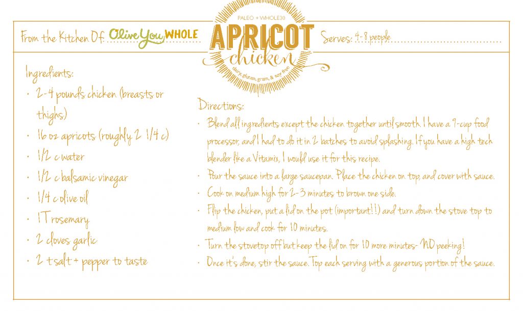 Apricot Chicken Recipe Cards2