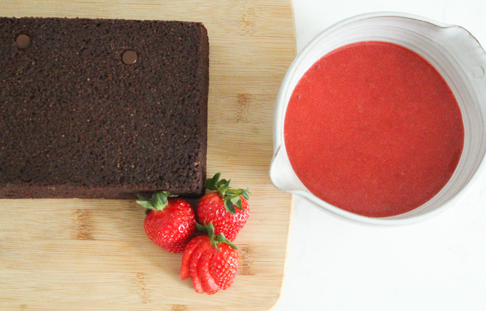Chocolate Yogurt Cake Recipe with Strawberry Coulis (Gluten Free + Dairy Free)