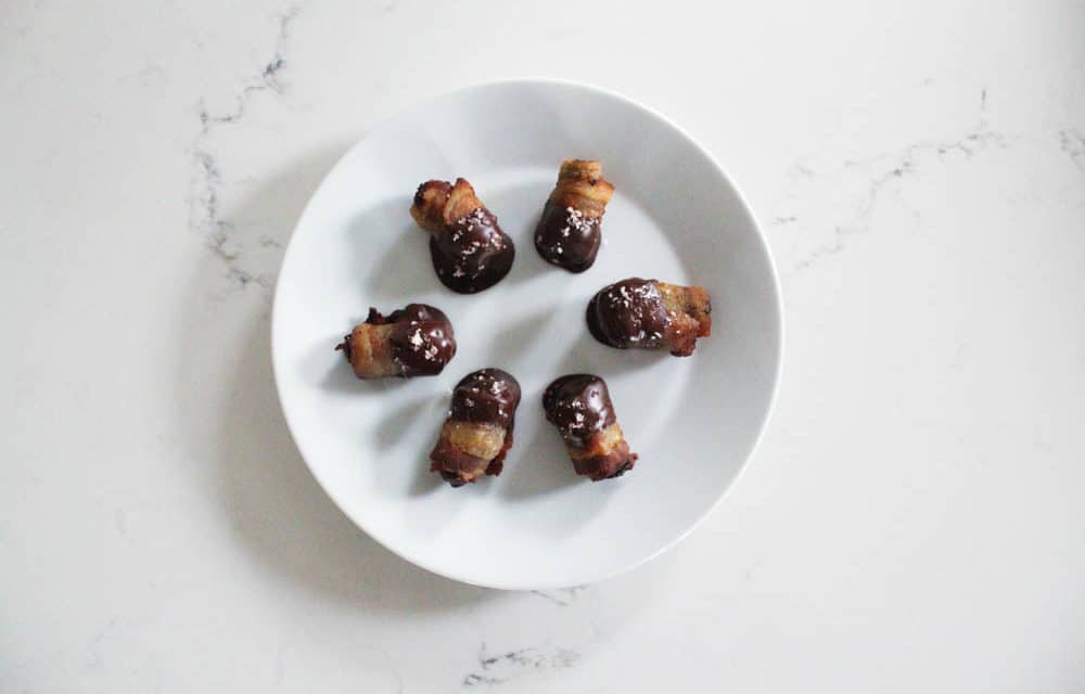 Chocolate Dipped Bacon Wrapped Dates Recipe