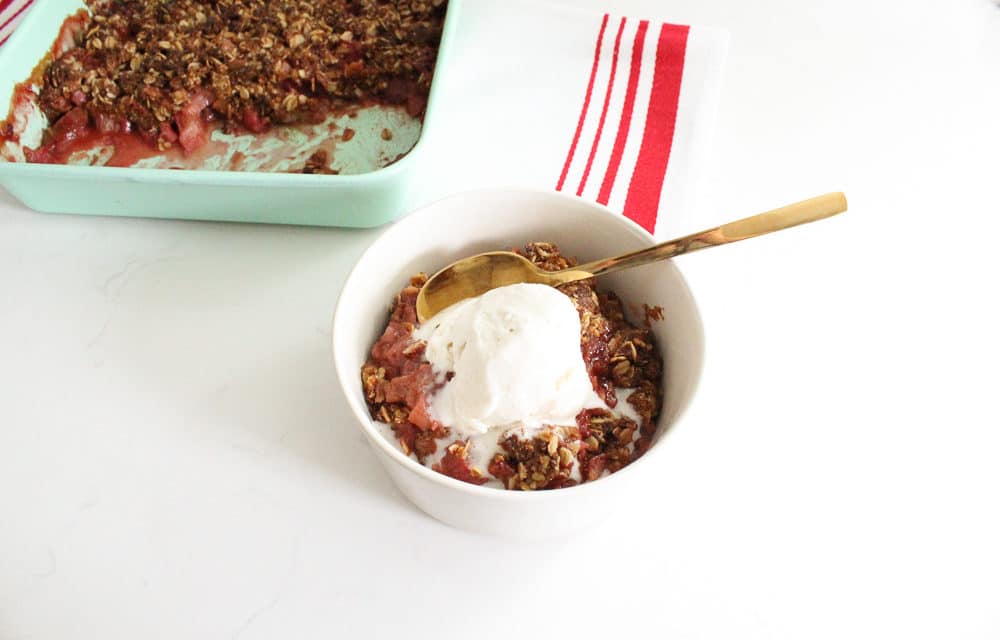 Strawberry Rhubarb Crisp Recipe (Gluten Free + Dairy Free)