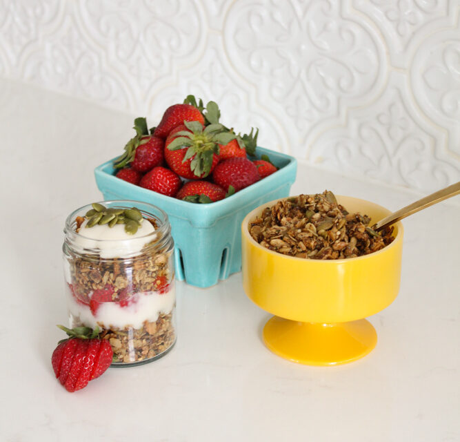 Vegan Protein Granola Recipe + Parfait (Dairy Free)